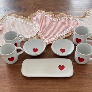 Heart Design White Ceramic Dining Set Williams Sonoma set of 7